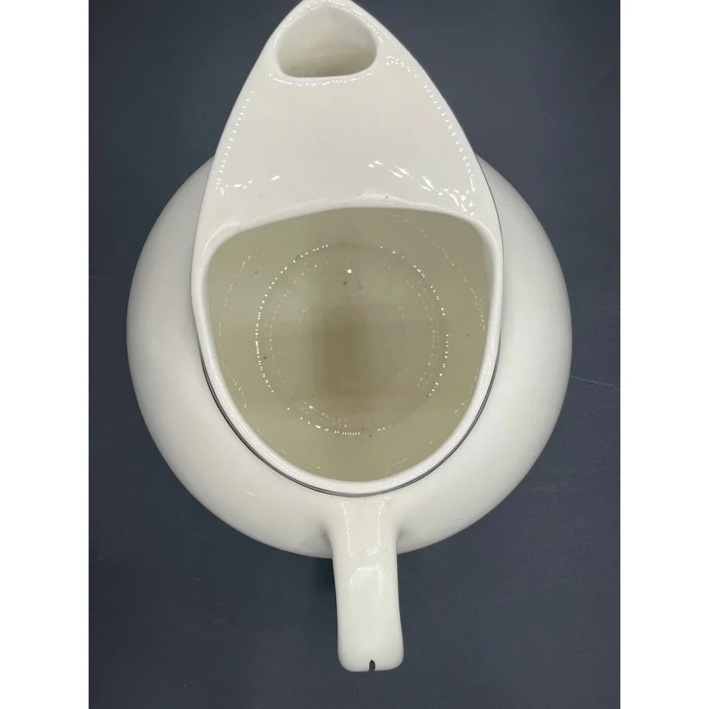 Vtg Universal Ballerina Ball Pitcher 22 Carat Platinum Trimmed White Cream 1960s